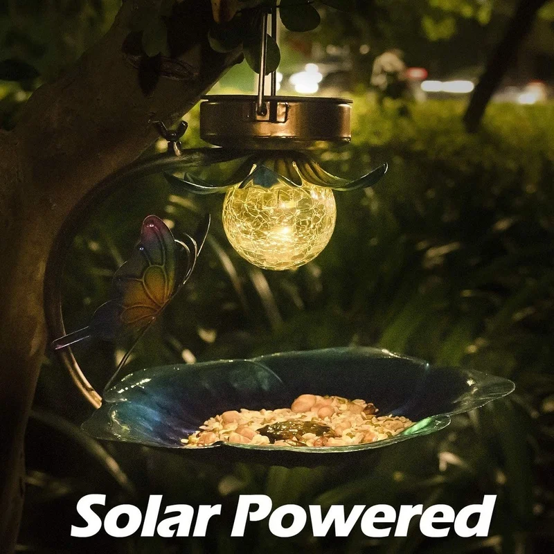 SM25261 Metal Iron Solar Bird Feeder Tabletop Lamp for Animals_6