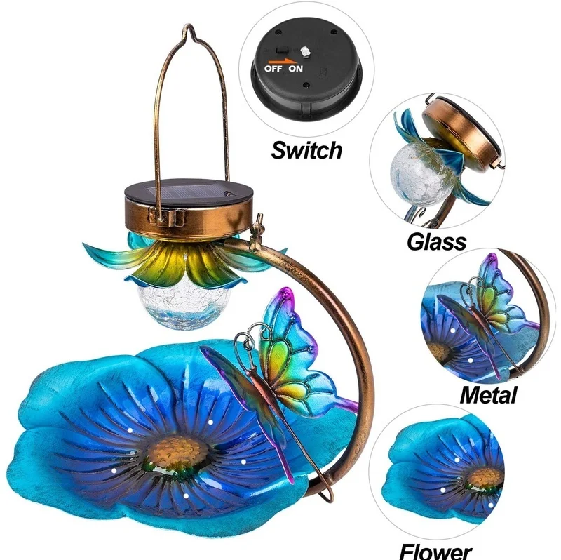 SM25261 Metal Iron Solar Bird Feeder Tabletop Lamp for Animals_9