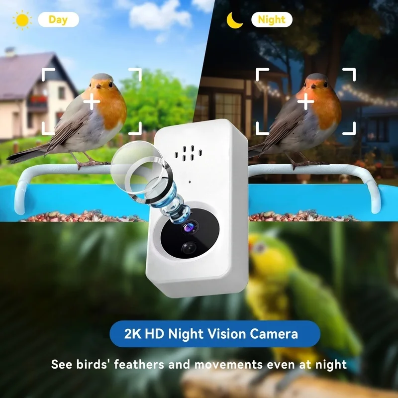 SM25264 ABS Plastic 2-in-1 Intelligent AI Bird Feeder with Tabletop Light for Animals_3