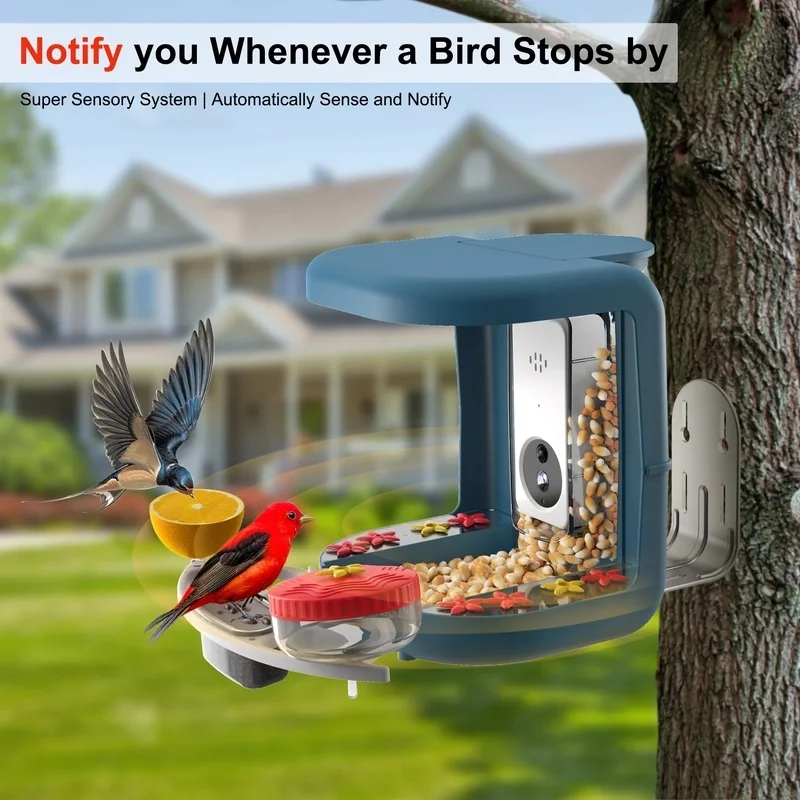 SM25264 ABS Plastic 2-in-1 Intelligent AI Bird Feeder with Tabletop Light for Animals_5