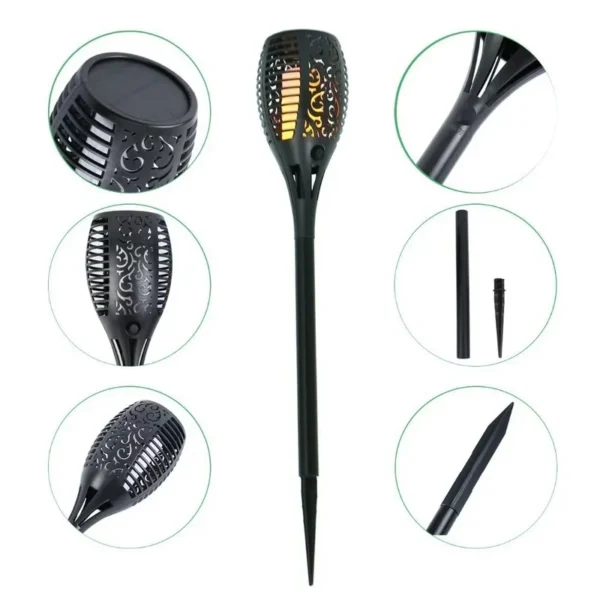 SM25265 Bronze Modern Smooth ABS Plastic 96LED Solar Flickering Flame Stake Light