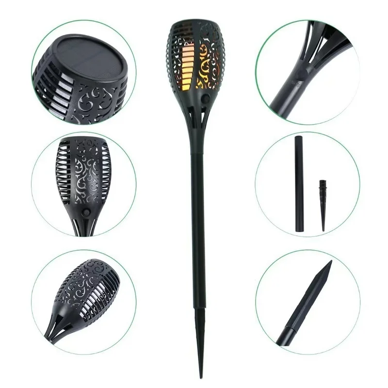 SM25265 Bronze Modern Smooth ABS Plastic 96LED Solar Flickering Flame Stake Light