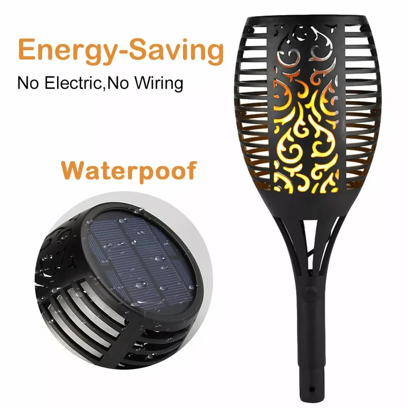 SM25265 Bronze Modern Smooth ABS Plastic 96LED Solar Flickering Flame Stake Light_2