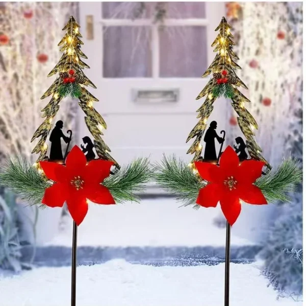 SM25267 Modern Silver Plastic PP Christmas Tree Solar Stake Light with Chain_1