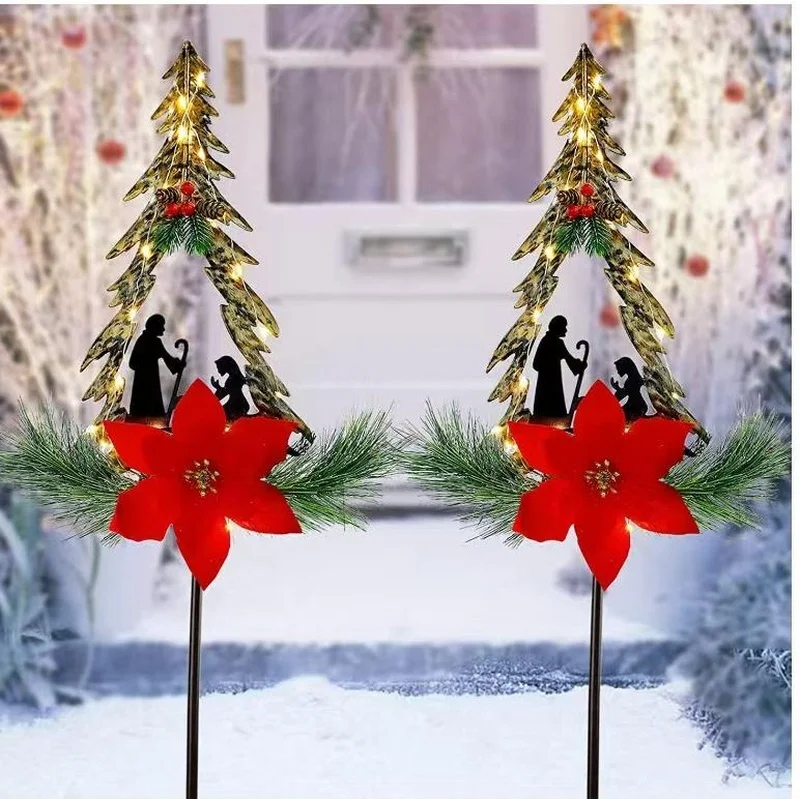 SM25267 Modern Silver Plastic PP Christmas Tree Solar Stake Light with Chain_1