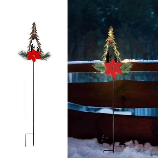 SM25267 Modern Silver Plastic PP Christmas Tree Solar Stake Light with Chain_12