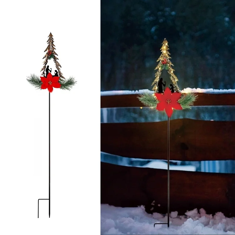 SM25267 Modern Silver Plastic PP Christmas Tree Solar Stake Light with Chain_12
