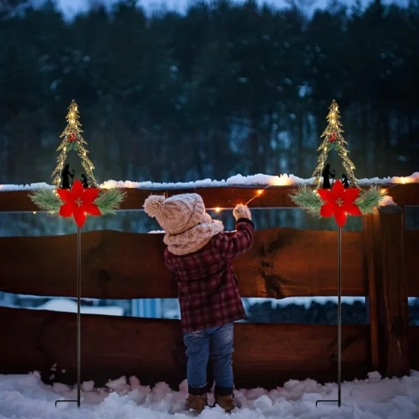 SM25267 Modern Silver Plastic PP Christmas Tree Solar Stake Light with Chain_3