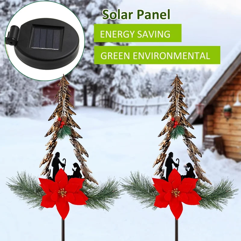 SM25267 Modern Silver Plastic PP Christmas Tree Solar Stake Light with Chain_5