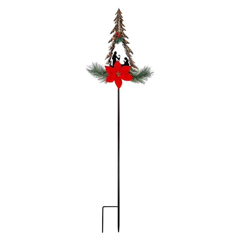 SM25267 Modern Silver Plastic PP Christmas Tree Solar Stake Light with Chain_6