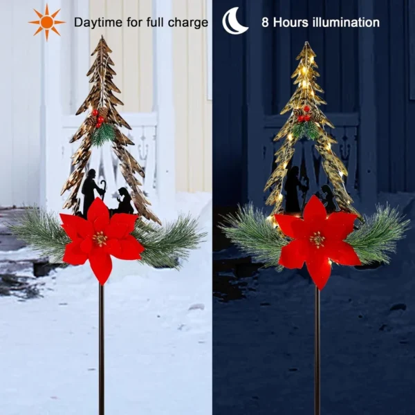 SM25267 Modern Silver Plastic PP Christmas Tree Solar Stake Light with Chain_7