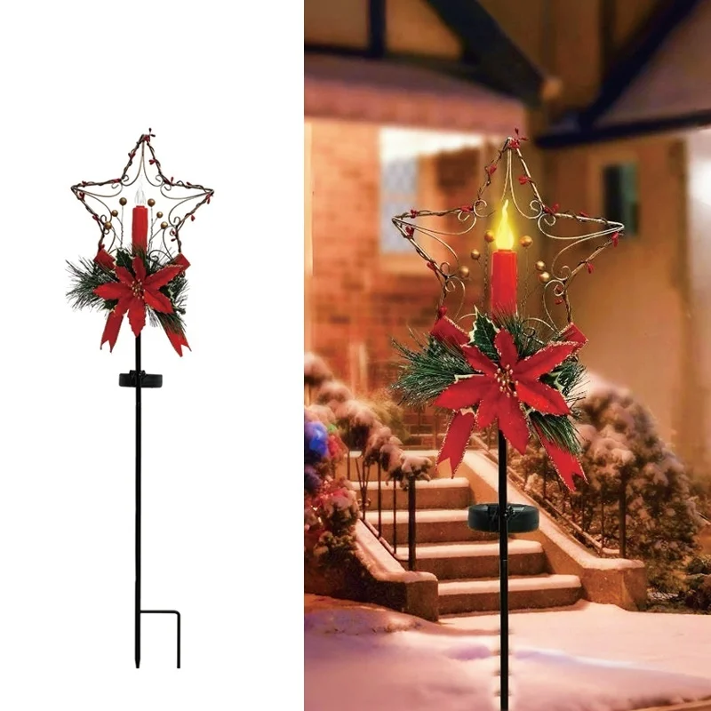SM25268 PP Plastic Christmas Star Solar Stake Light