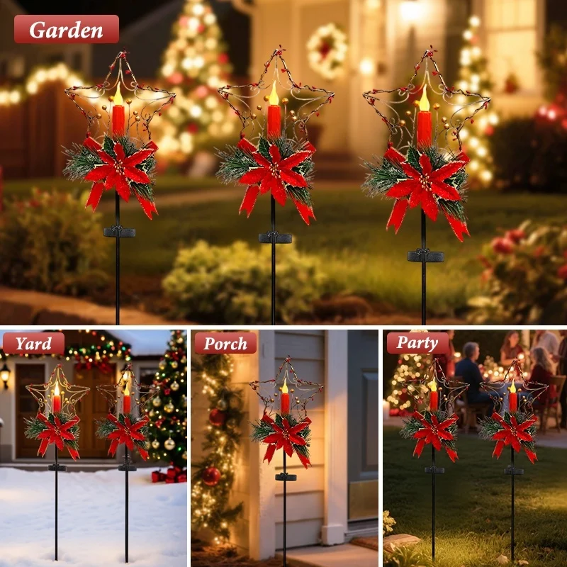 SM25268 PP Plastic Christmas Star Solar Stake Light_1