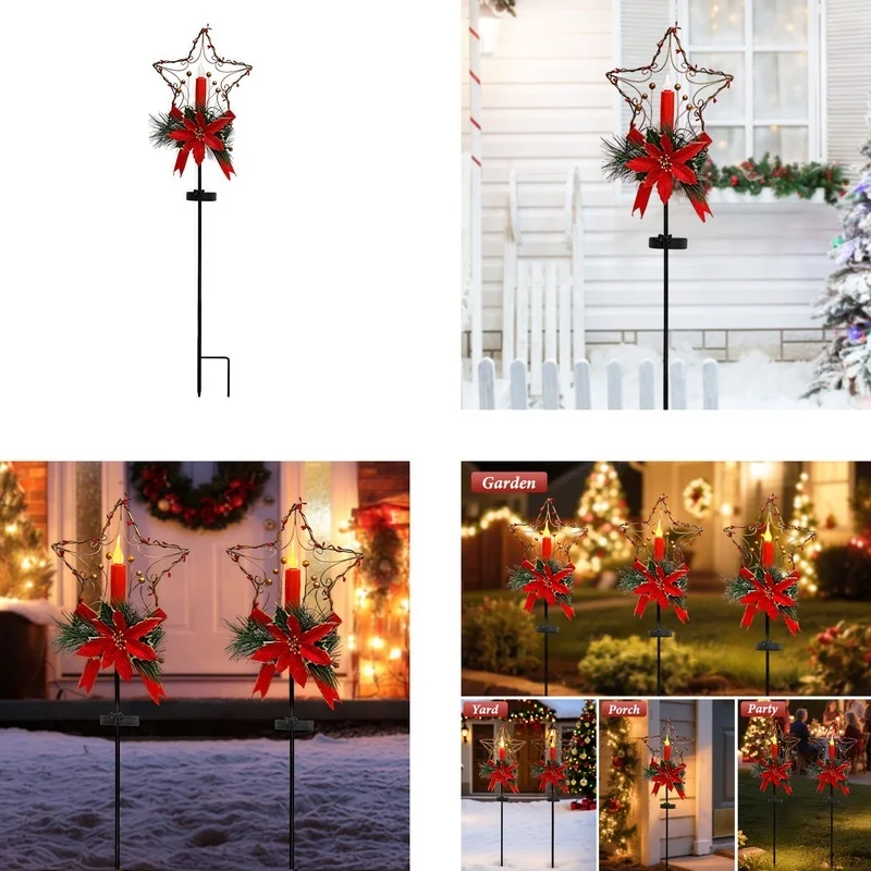 SM25268 PP Plastic Christmas Star Solar Stake Light_6