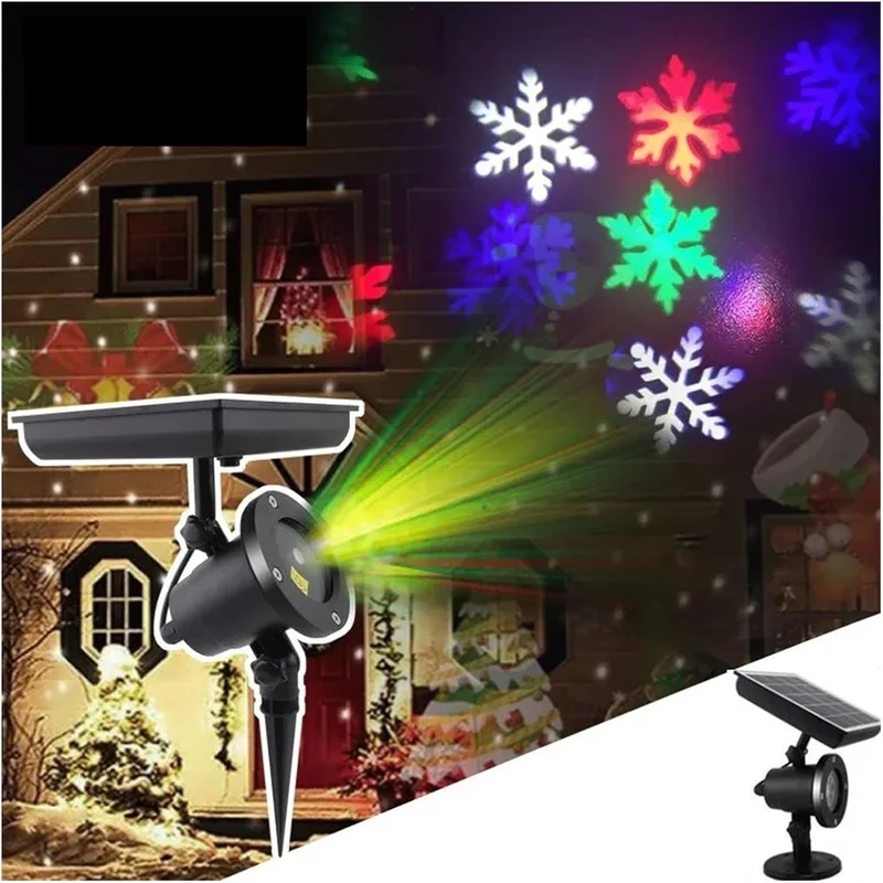 SM25277 ABS Plastic Solar-Powered Christmas Snowflake Projector Wall Light_3