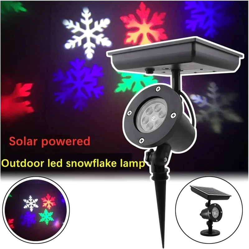SM25277 ABS Plastic Solar-Powered Christmas Snowflake Projector Wall Light_4