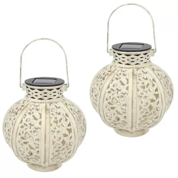 SM25293 Hollowed-Out Metal Iron Solar Hanging Lantern Light_4