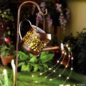 sm25296 metal iron watering can solar stake light