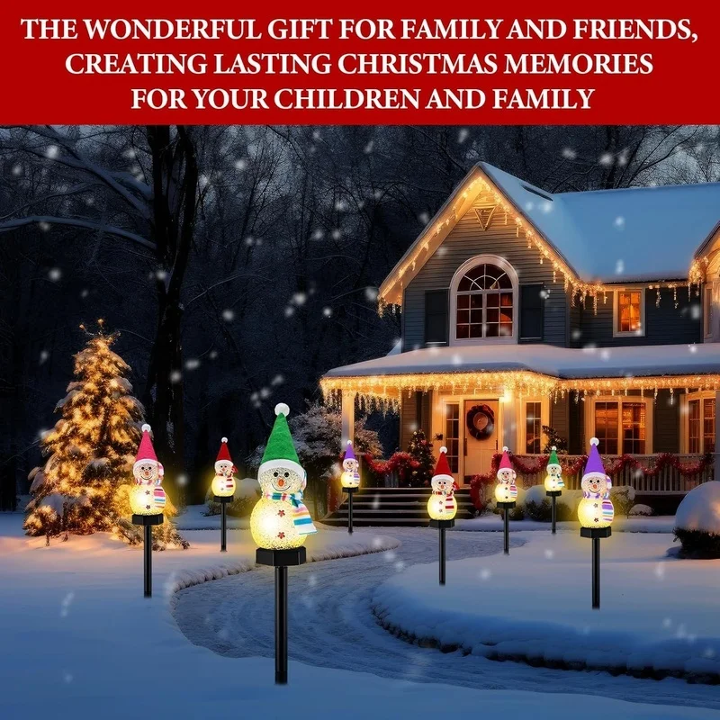 SM25303 EVA Solar Snowman Stake Lights - Set of Four Snowmen_3