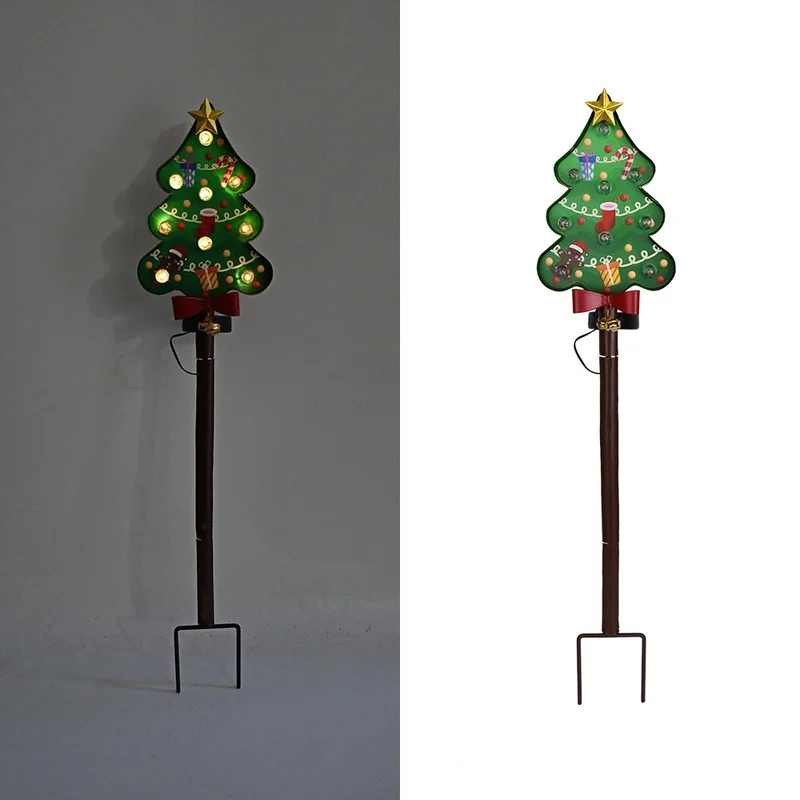 SM25325 ABS Plastic Christmas Tree Solar Stake Lights