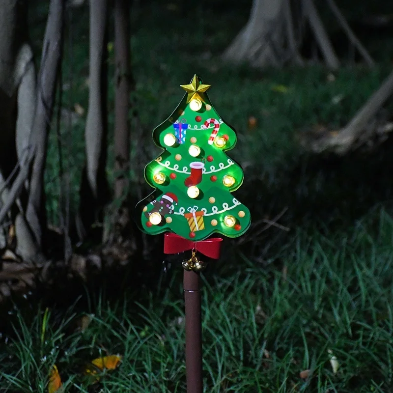 SM25325 ABS Plastic Christmas Tree Solar Stake Lights_2