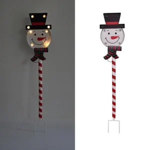 SM25326 ABS Plastic Snowman Solar Lamp with Ground Plug and Tabletop Light