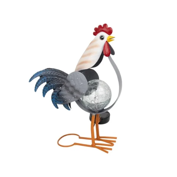 SM25343 Solar Plastic PP Metal Iron Rooster Animal Decor Stake Light