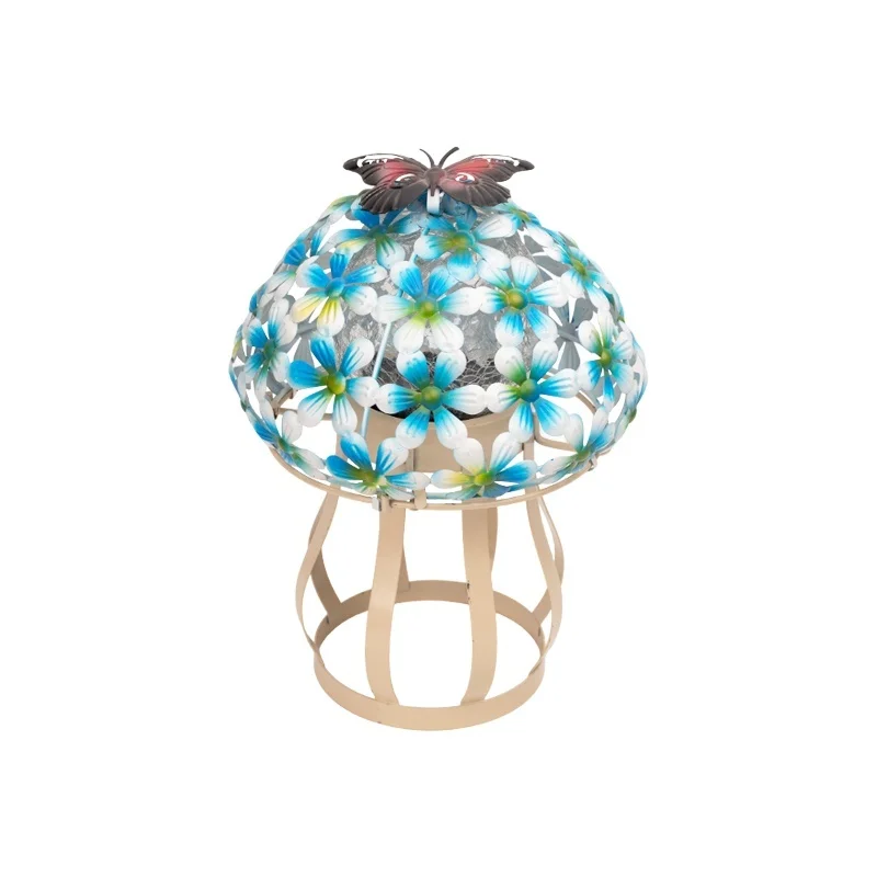 SM25345 Glass and Metal Iron Solar Mushroom Tabletop Light Decor