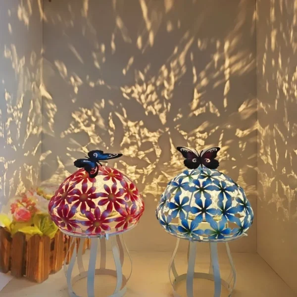 SM25345 Glass and Metal Iron Solar Mushroom Tabletop Light Decor_3