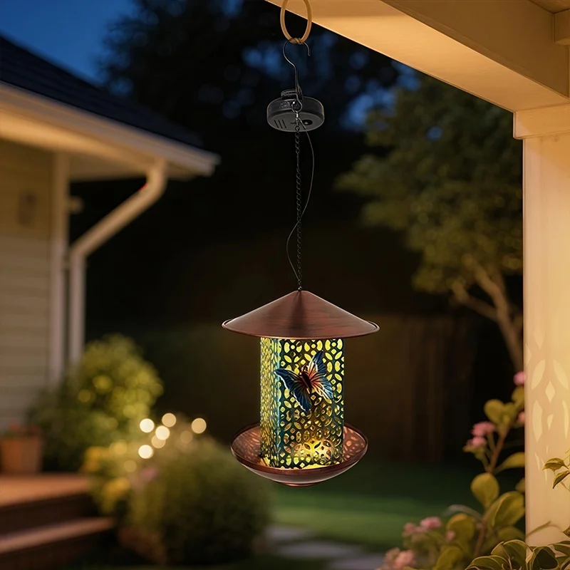 SM25347 PP Plastic Solar Hanging Light with Bird Feeder for Animals_2