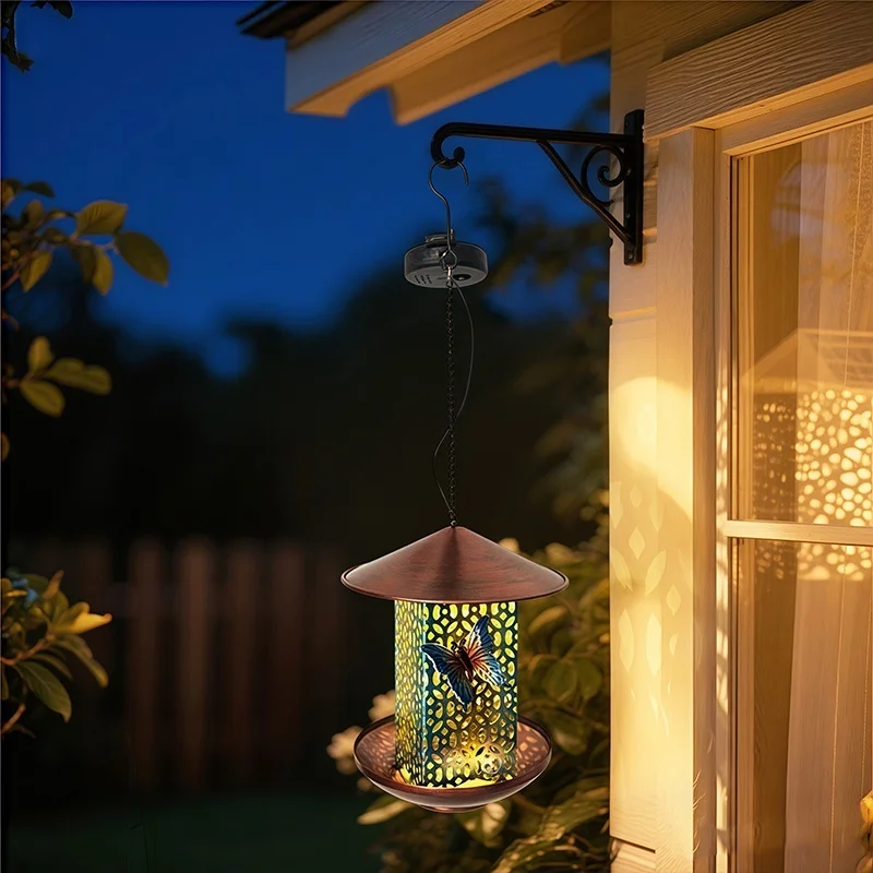 SM25347 PP Plastic Solar Hanging Light with Bird Feeder for Animals_3