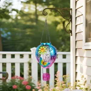 SM25350 Plastic PP Solar Metal Iron Hot Air Balloon Hanging Light with Butterfly Animal Decor
