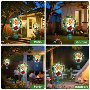 SM25352 Plastic PP Solar Metal Iron Hot Air Balloon Hanging Light with Ladybug Animal Decor_2
