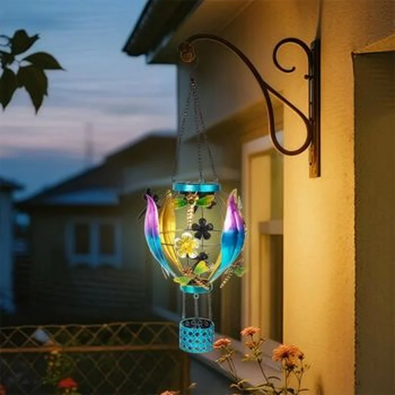 SM25353 Plastic PP Solar Hanging Lantern with Dragonfly Animal Decor_2