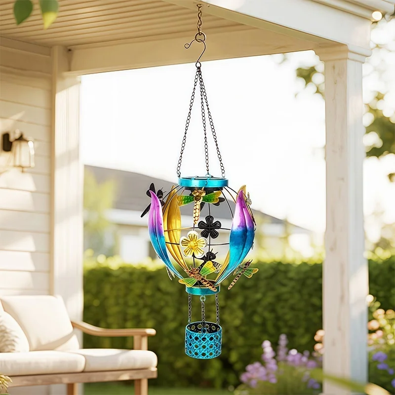 SM25353 Plastic PP Solar Hanging Lantern with Dragonfly Animal Decor_3