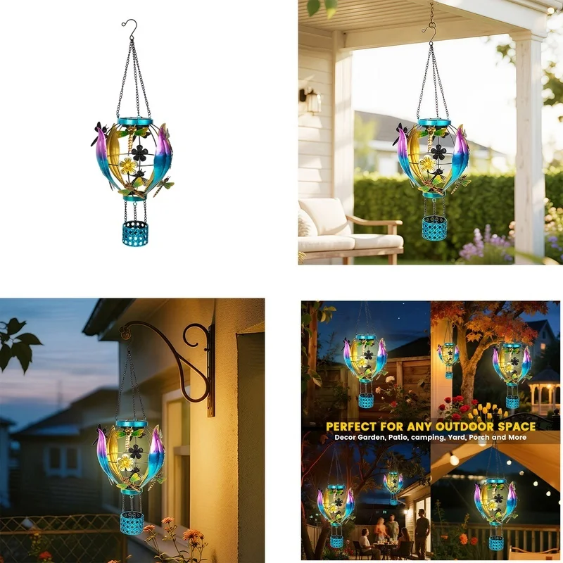SM25353 Plastic PP Solar Hanging Lantern with Dragonfly Animal Decor_5
