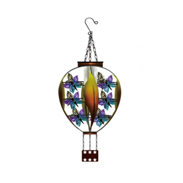 SM25354 PP Plastic Solar Hanging Lantern with Butterfly Animal Decor