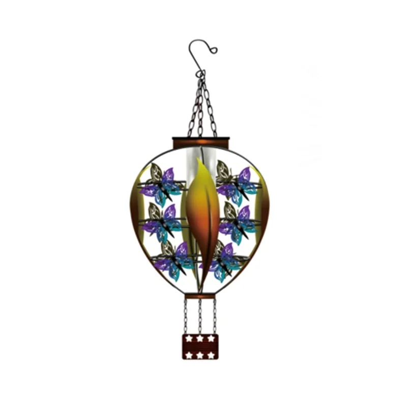 SM25354 PP Plastic Solar Hanging Lantern with Butterfly Animal Decor