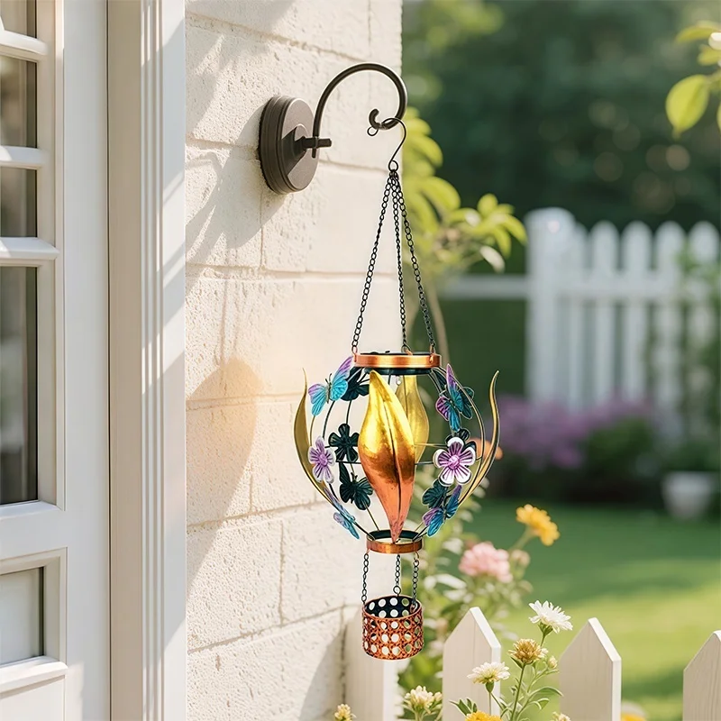 SM25354 PP Plastic Solar Hanging Lantern with Butterfly Animal Decor_2