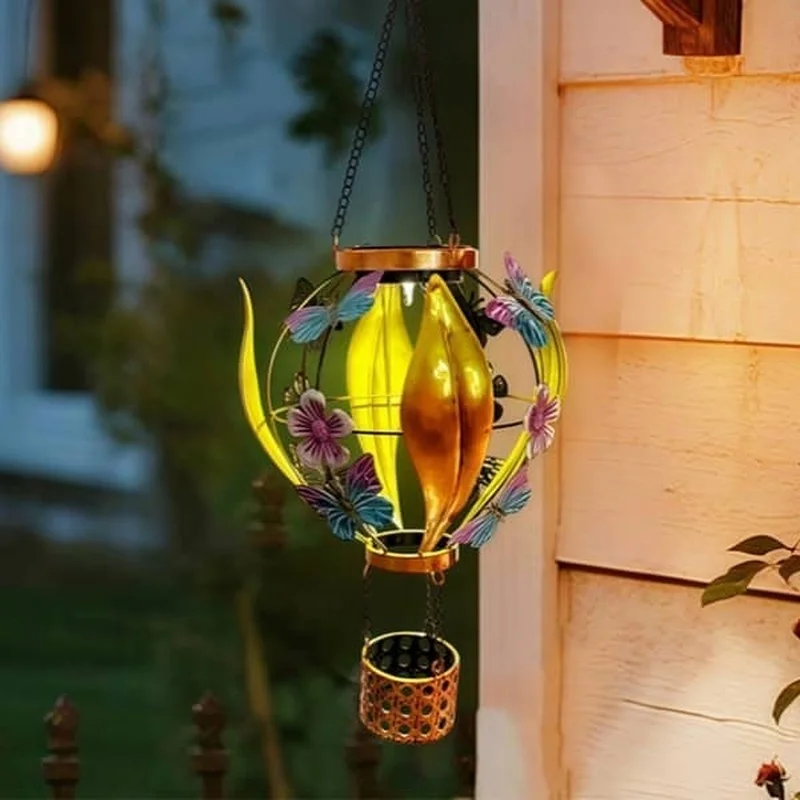 SM25354 PP Plastic Solar Hanging Lantern with Butterfly Animal Decor_3