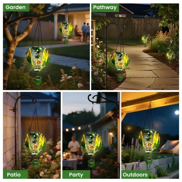 SM25355 Plastic PP Solar Hanging Lantern with Bee Animal Decor_4