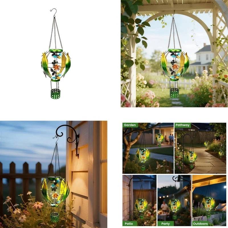 SM25355 Plastic PP Solar Hanging Lantern with Bee Animal Decor_5