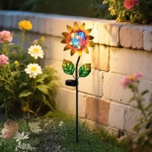 SM25358 Solar Stake Light - Plastic, PP, Metal, Iron, Flower & Sunflower Design