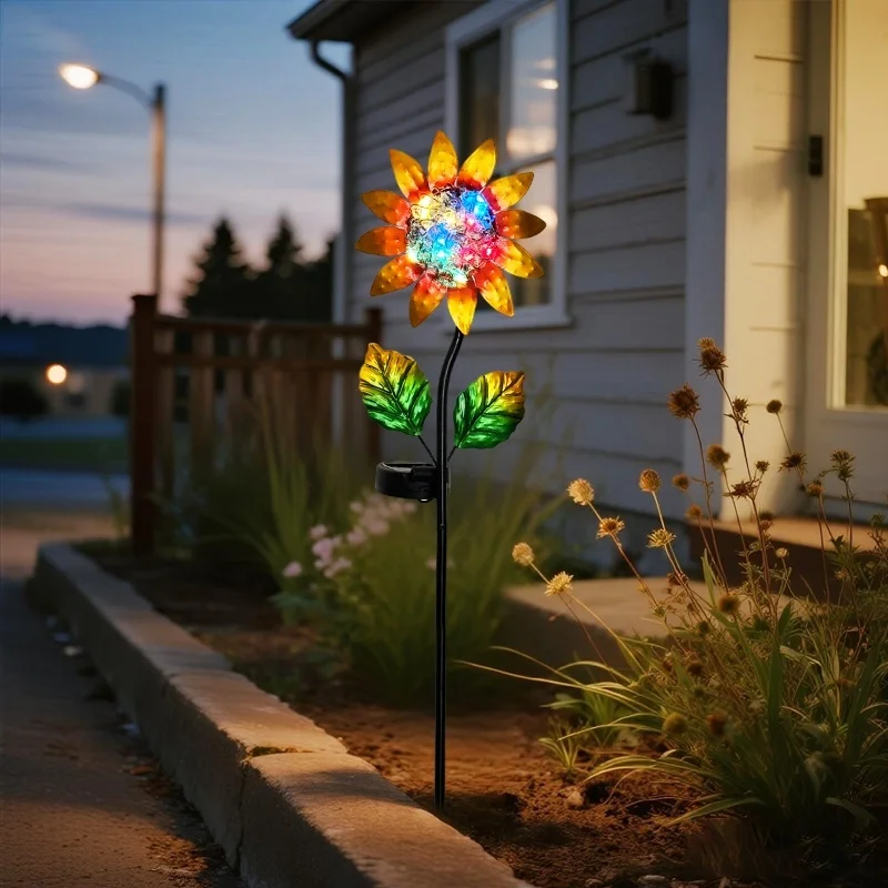 SM25358 Solar Stake Light - Plastic, PP, Metal, Iron, Flower & Sunflower Design_5