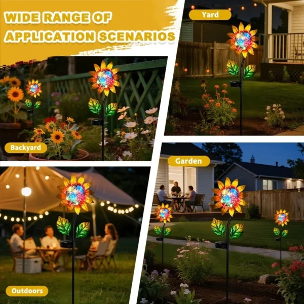 SM25358 Solar Stake Light - Plastic, PP, Metal, Iron, Flower & Sunflower Design_6