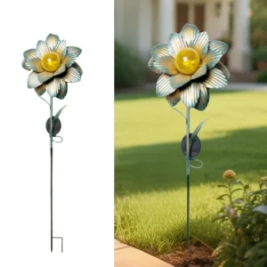 SM25360 Solar Stake Light with Plastic, PP, Metal, Iron, and Lotus Flower Design_2