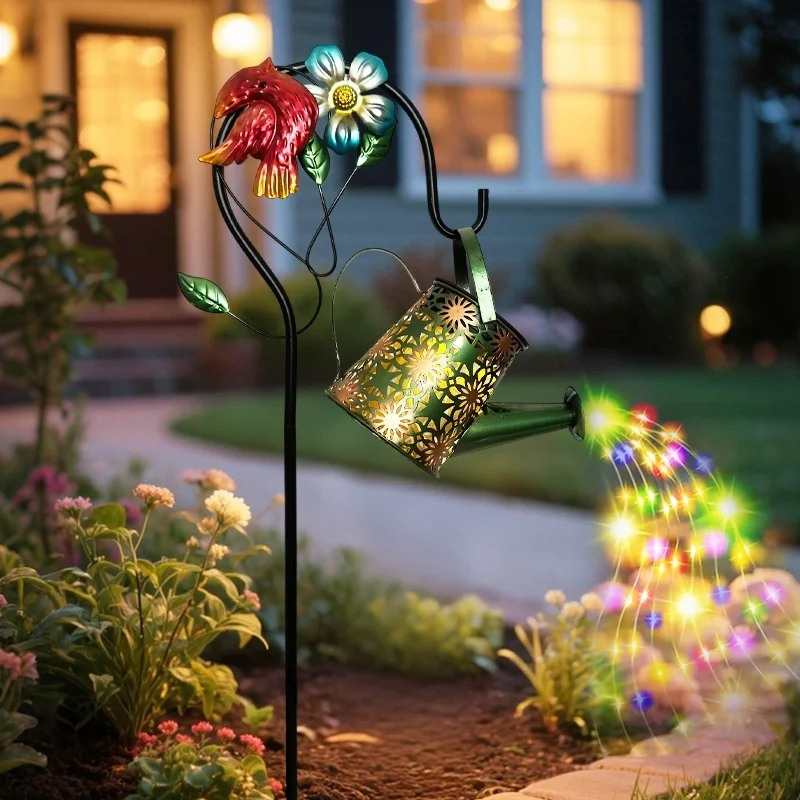 SM25362 PP Plastic Solar Bird and Watering Can Animal Shape Waterfall Chandelier
