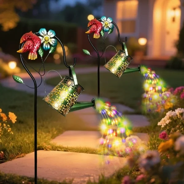 SM25362 PP Plastic Solar Bird and Watering Can Animal Shape Waterfall Chandelier_2