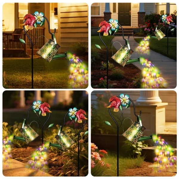 SM25362 PP Plastic Solar Bird and Watering Can Animal Shape Waterfall Chandelier_3
