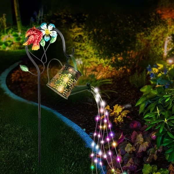 SM25362 PP Plastic Solar Bird and Watering Can Animal Shape Waterfall Chandelier_5